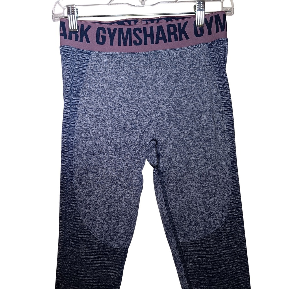 Gymshark Blue Heather Seamless Workout Cropped Leggings Womens Activewear Size L